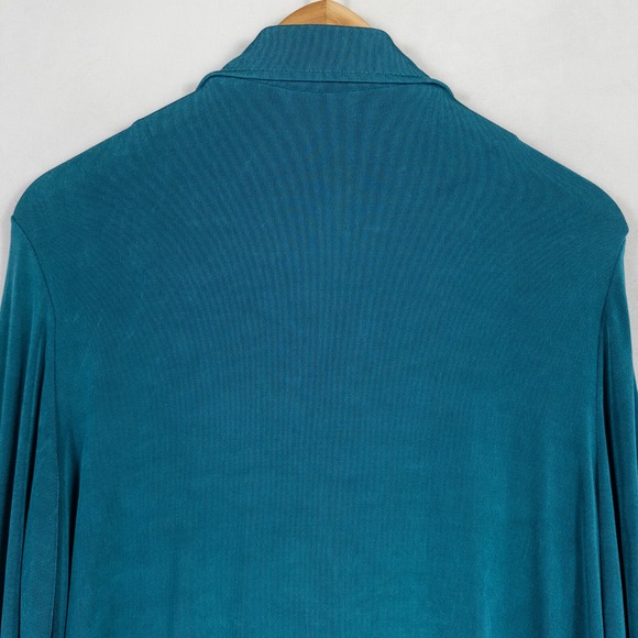 Coldwater Creek Sweater Sz Medium Teal Blue Cardigan Duster Button Up Slinky - Picture 4 of 8